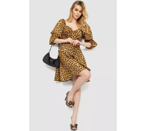 Сукня з леопардовим принтом, колір коричнево-чорний, 172R989