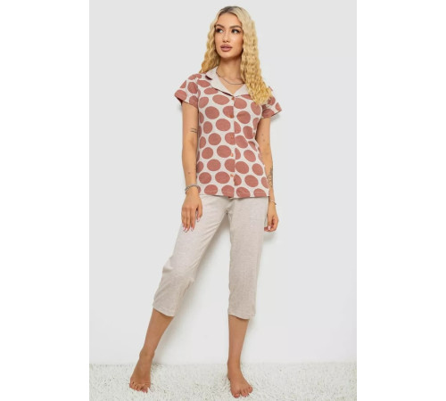 Піжама жіноча, колір бежевий, 243R19018