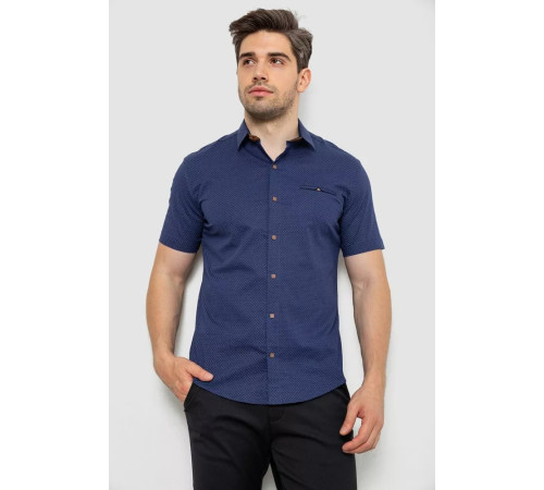 Сорочка чоловіча з принтом, колір темно-синій, 214R7143