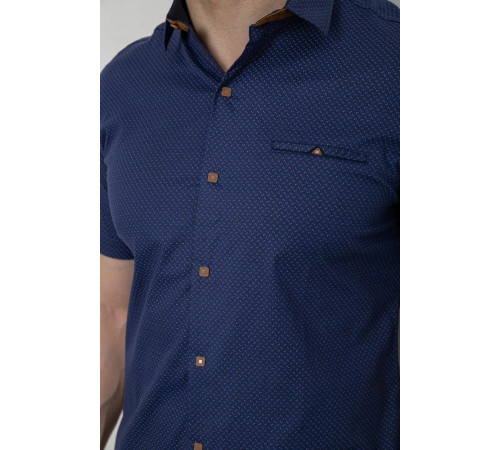 Сорочка чоловіча з принтом, колір темно-синій, 214R7143