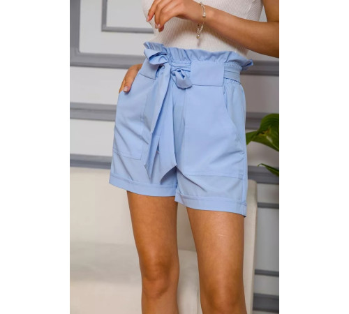 Жіночі шорти на резинці, з поясом, колір Блакитний, 102R305