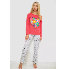 Піжама жіноча з принтом, колір кораловий, 243R1051