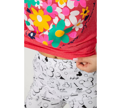 Піжама жіноча з принтом, колір кораловий, 243R1051