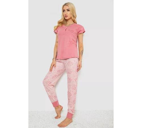 Женская пижама с принтом, цвет пудровый, 243R0004-P15
