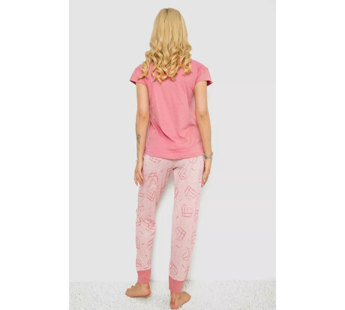 Женская пижама с принтом, цвет пудровый, 243R0004-P15