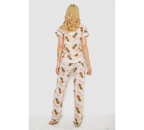 Женская пижама с принтом, цвет пудровый, 243R6018-P3