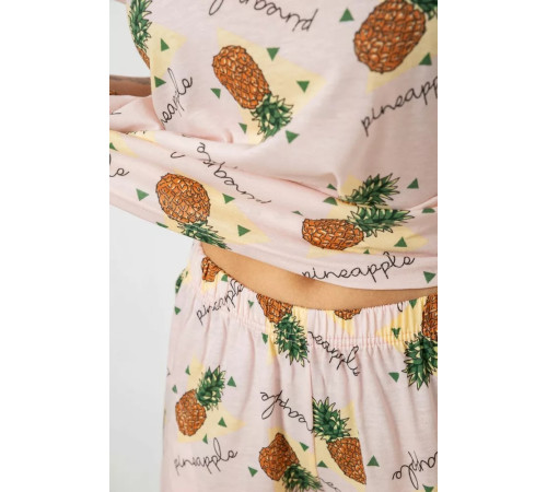 Женская пижама с принтом, цвет пудровый, 243R6018-P3