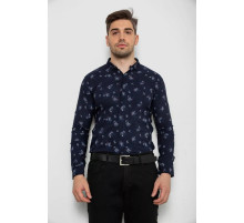 Рубашка мужская с принтом, цвет темно-синий, 214R1043.