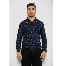 Рубашка мужская с принтом, цвет темно-синий, 214R1043.