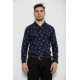 Рубашка мужская с принтом, цвет темно-синий, 214R1043.
