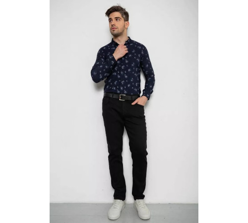 Рубашка мужская с принтом, цвет темно-синий, 214R1043.