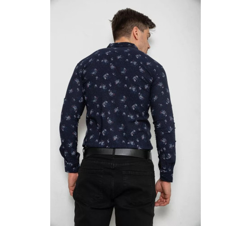 Рубашка мужская с принтом, цвет темно-синий, 214R1043.
