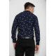 Рубашка мужская с принтом, цвет темно-синий, 214R1043.