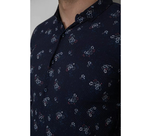Рубашка мужская с принтом, цвет темно-синий, 214R1043.