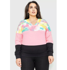 Свитшот женский трехцветный, цвет мятно-розовый, 102R5138.