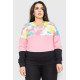 Свитшот женский трехцветный, цвет мятно-розовый, 102R5138.