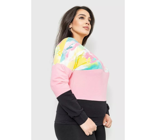 Свитшот женский трехцветный, цвет мятно-розовый, 102R5138.