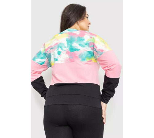 Свитшот женский трехцветный, цвет мятно-розовый, 102R5138.