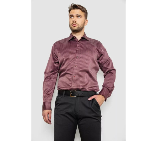 Сорочка чоловіча в смужку, колір бордовий, 214R5828