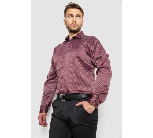 Сорочка чоловіча в смужку, колір бордовий, 214R5828