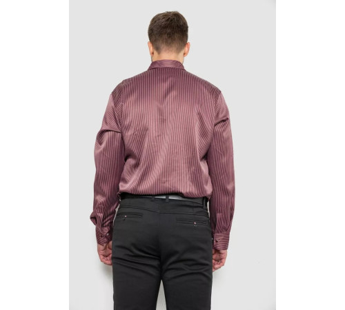 Сорочка чоловіча в смужку, колір бордовий, 214R5828