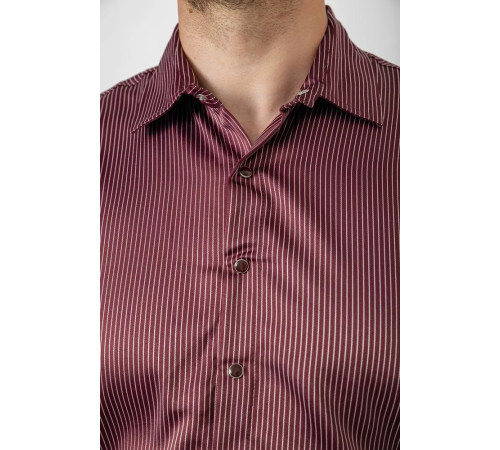 Сорочка чоловіча в смужку, колір бордовий, 214R5828