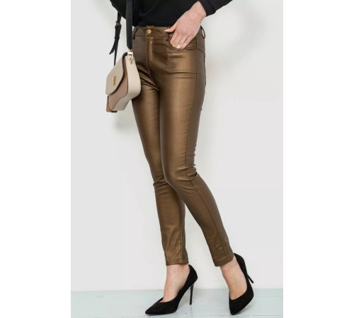 Брюки женские стрейч, цвет темно-золотистый, 246R3019