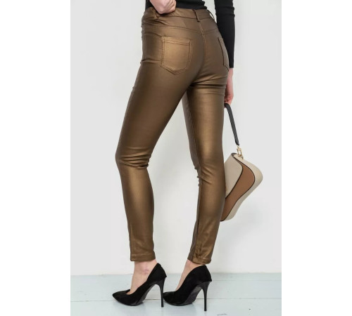Брюки женские стрейч, цвет темно-золотистый, 246R3019