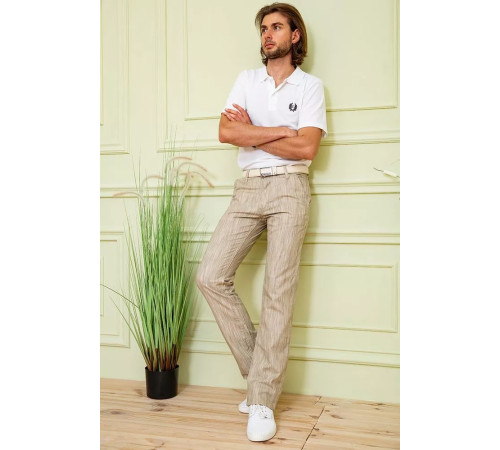 Мужские летние брюки, свободного кроя, бежевого цвета, 167R7055-1.