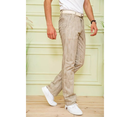 Мужские летние брюки, свободного кроя, бежевого цвета, 167R7055-1.