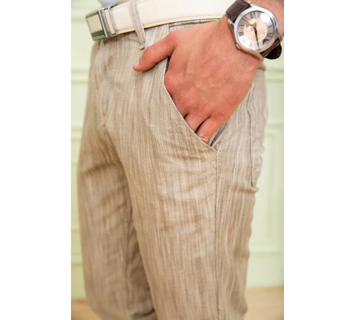 Мужские летние брюки, свободного кроя, бежевого цвета, 167R7055-1.