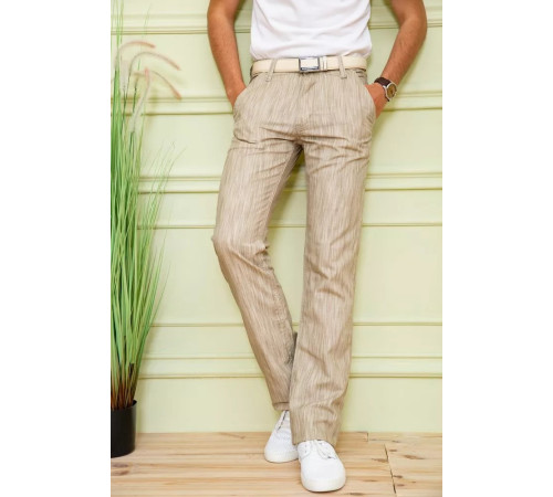 Мужские летние брюки, свободного кроя, бежевого цвета, 167R7055-1.
