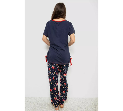 Піжама жіноча з принтом, колір синій, 243R1600-012
