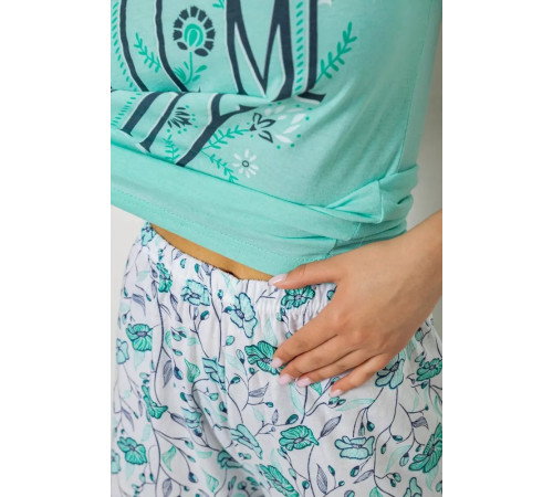 Женская пижама с принтом, цвет мятный, 243R2508