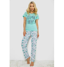 Женская пижама с принтом, цвет мятный, 243R2508