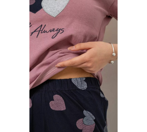 Піжама жіноча з принтом, колір пудрово-синій, 243R9239