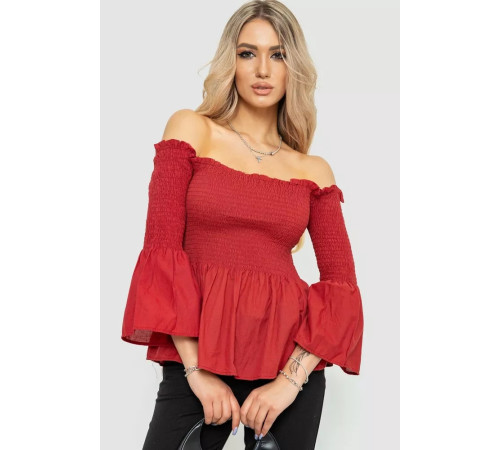 Блуза однотонна, колір теракотовий, 244R254-1