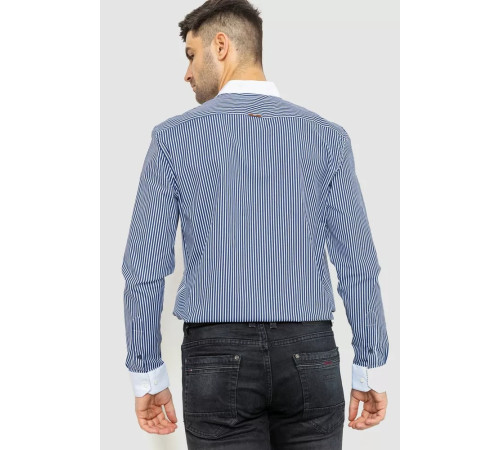 Сорочка чоловіча в смужку, колір біло-синій, 214R35-18-308