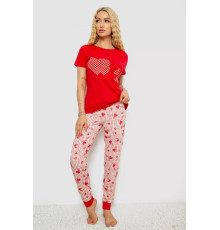 Женская пижама с принтом, цвет красный, 243R15726
