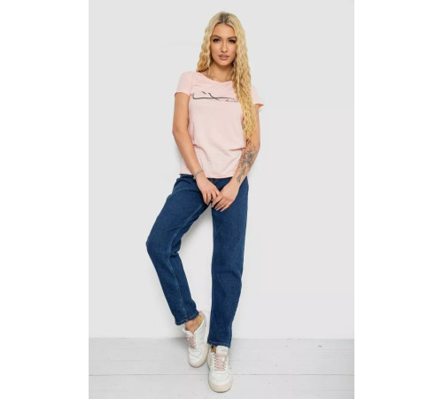 Женская футболка с принтом, цвет персиковый, 244R2207