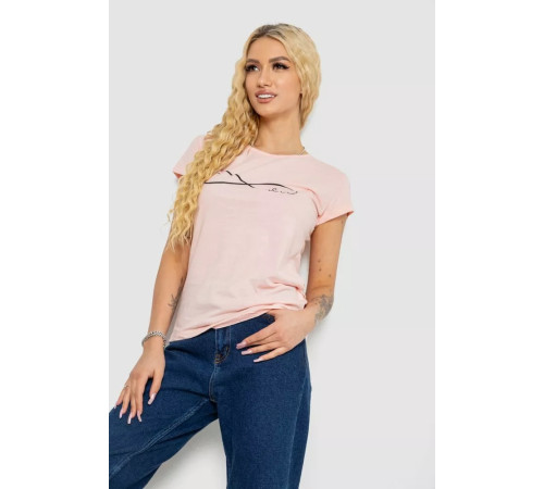 Женская футболка с принтом, цвет персиковый, 244R2207