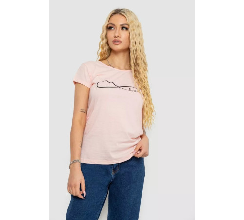 Женская футболка с принтом, цвет персиковый, 244R2207
