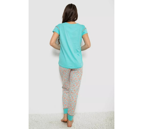 Женская пижама с принтом, цвет бирюзовый, 243R0004-P9