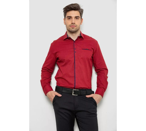 Сорочка чоловіча з принтом, колір бордовий, 214R7004-1