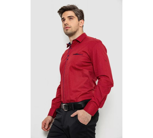 Сорочка чоловіча з принтом, колір бордовий, 214R7004-1
