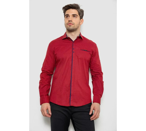 Сорочка чоловіча з принтом, колір бордовий, 214R7004-1