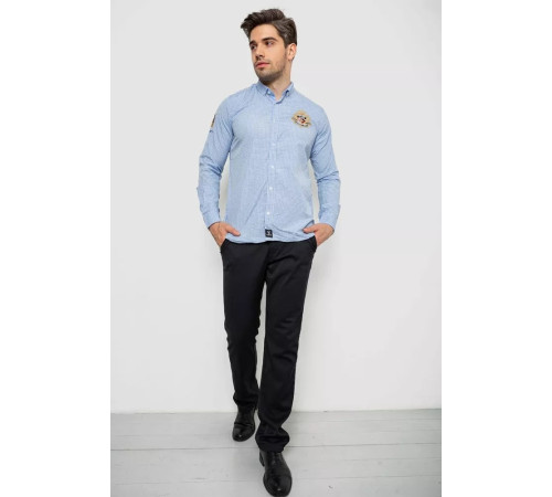 Рубашка мужская в клетку, цвет голубой, 214R9030