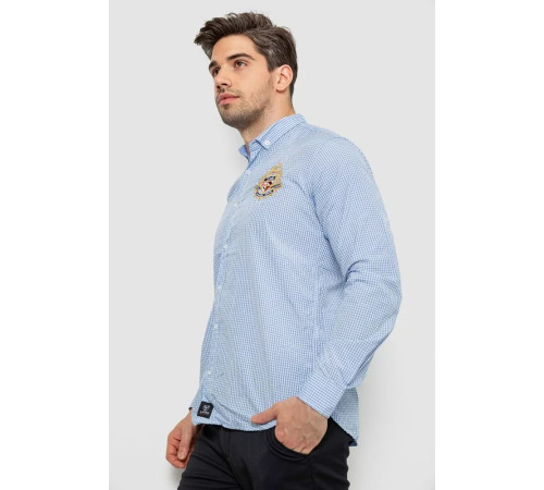 Рубашка мужская в клетку, цвет голубой, 214R9030
