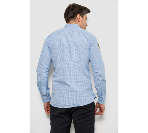 Рубашка мужская в клетку, цвет голубой, 214R9030