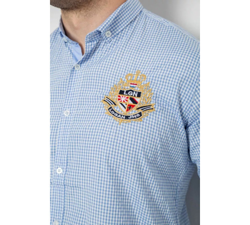 Рубашка мужская в клетку, цвет голубой, 214R9030